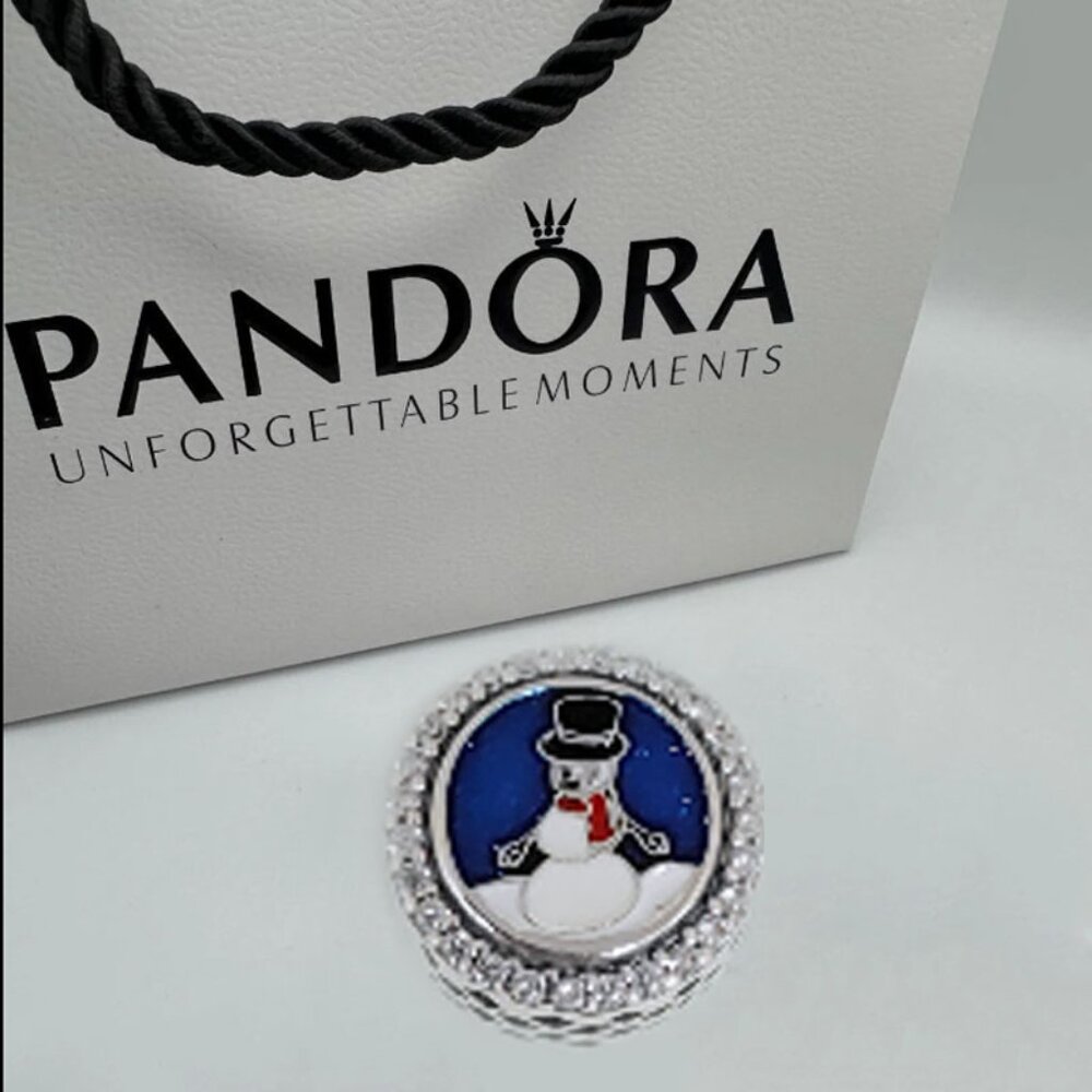 Pandora Snowman Winchester VA Bead Charm Bracelet Pendant S925 Silver with box